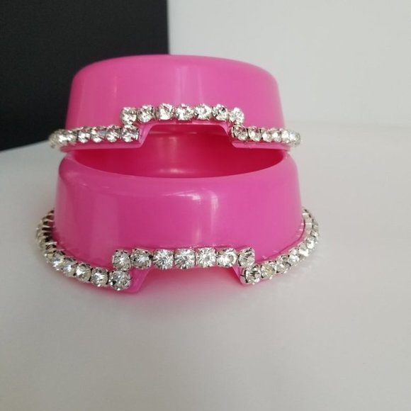 Pink bling rhinestone pet bowls - Picture 6 of 7